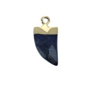 Mini pendentif dent de requin -pierre imitation gemme 20 mm Lapis lazuli / Doré x1|raw }}