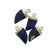 Mini pendentif dent de requin -pierre imitation gemme 20 mm Lapis lazuli / Doré x1