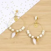 Mini pendentif dent de requin -pierre imitation gemme 20 mm Lapis lazuli / Doré x1