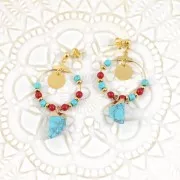 Mini pendentif dent de requin -pierre imitation gemme 20 mm Lapis lazuli / Doré x1