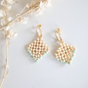 Intercalaire / Pendentif losange en perles en bois 34 mm pour création bijoux x1