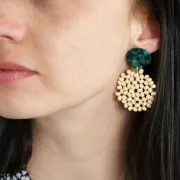 Intercalaire / Pendentif losange en perles en bois 34 mm pour création bijoux x1