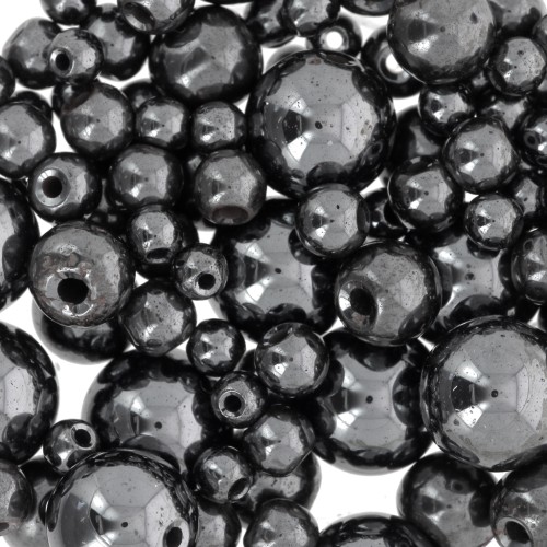 Assortiment de perles rondes Hematite  3/4/6/8 mm x100