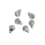 Mini breloques coquillages 7.5x6 mm - Acier inoxydable 316L x10