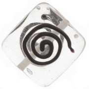 Perle carrée décor spirale 20.5 mm Crystal x1