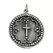 Pendentif médaille travaillée motif croix 19.5 mm en Argent 925 x1