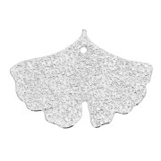 Pendentifs feuilles de Ginkgo martelé 15x20mm  Argenté x2