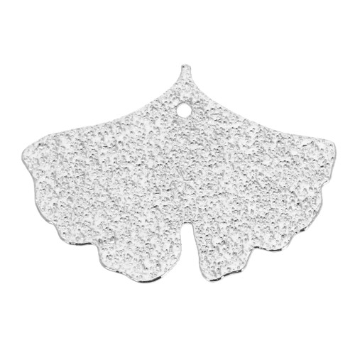 Pendentifs feuilles de Ginkgo martelé 15x20mm  Argenté x2