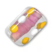 Cube décor rond 16x11 mm Crystal Pink Lined  x1