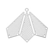 Pendentif intercalaire ajouré multirangs - forme éventail 22x26 mm - Argenté x1|raw }}