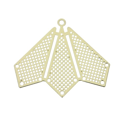 Pendentif intercalaire ajouré multirangs - forme éventail 22x26 mm - Doré x1
