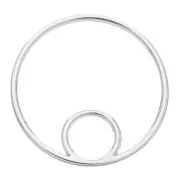 Pendentif double cercle 32 mm pour la création de bijoux DIY - Argenté x1