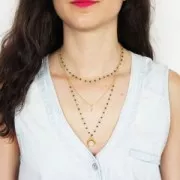 Chaîne avec perles facettées en verre 2.95 mm Argenté/Red Coral x1m