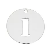 Breloque ronde chiffre 1 - 12 mm en Argent 925 épaisseur 0.4 mm x1