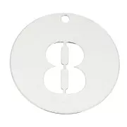 Breloque ronde chiffre 8 - 20 mm en Argent 925 épaisseur 0.4 mm x1