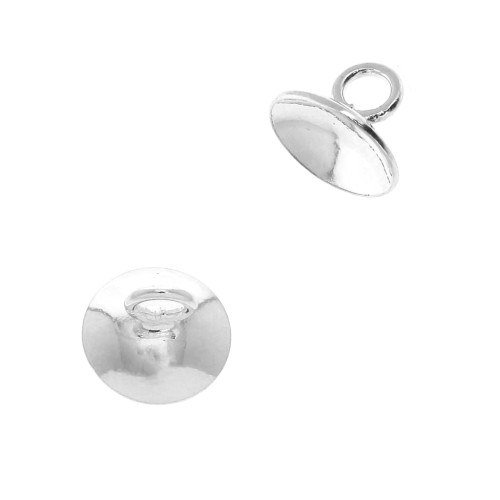 Coupelle lisse - attache pendentif- avec  anneau soudé 8 mm Argenté x1