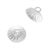 Coupelle striée - attache pendentif- avec  anneau soudé 10 mm Argenté x1