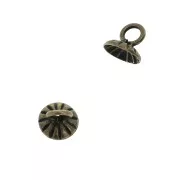 Coupelle striée - attache pendentif- avec  anneau soudé 6 mm Bronze x1