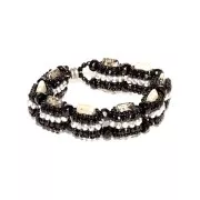 Perles en verre tchèque Carrier Bead Groove 2 trous 9x17 mm Jet Hematite  x10