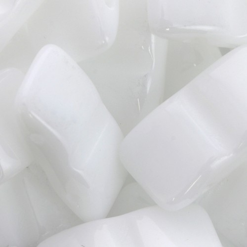 Perles en verre tchèque Carrier Bead Groove 2 trous 9x17 mm Opaque White x10