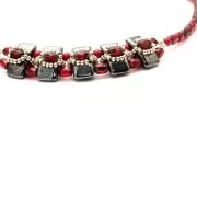 Perles en verre tchèque Carrier Bead Groove 2trous 9x17 mm Opaque Luster Rose x10