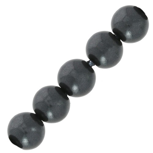 Perles rondes nacrées légères en résine 2.5 mm Gris Foncé x25