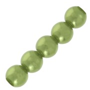 Perles rondes nacrées légères en résine 4 mm Vert Olive x20