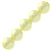 Perles rondes nacrées légères en résine 6 mm Jaune Clair x15