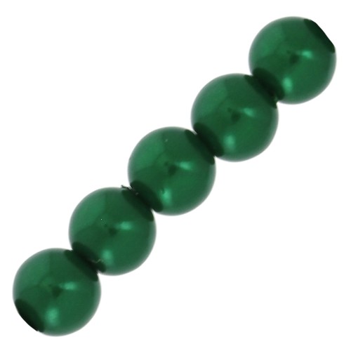 Perles rondes nacrées légères en résine 6 mm Vert Foncé x15