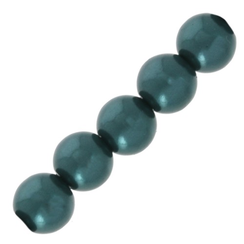 Perles rondes nacrées légères en résine 6 mm Gris Bleu x15