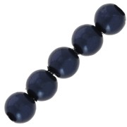 Perles rondes nacrées légères en résine 6 mm Bleu Nuit x15
