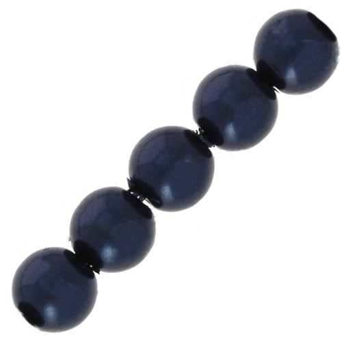 Perles rondes nacrées légères en résine 6 mm Bleu Nuit x15