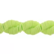 Perles Heishi rondelles  en pâte polymère 6x1 mm Vert Pomme x39 cm