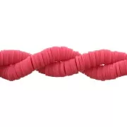 Perles Heishi rondelles  en pâte polymère 6x1 mm Fuchsia x39 cm