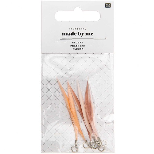 Assortiment de 6 plumes Made by me 5 cm pour la création de bijoux - Rose Poudré