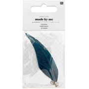 Assortiment de 2 plumes Made by me 7 cm pour la création de bijoux - Bleu Canard