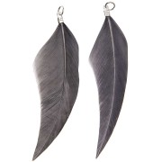 Assortiment de 2 plumes Made by me 7 cm pour la création de bijoux - Gris