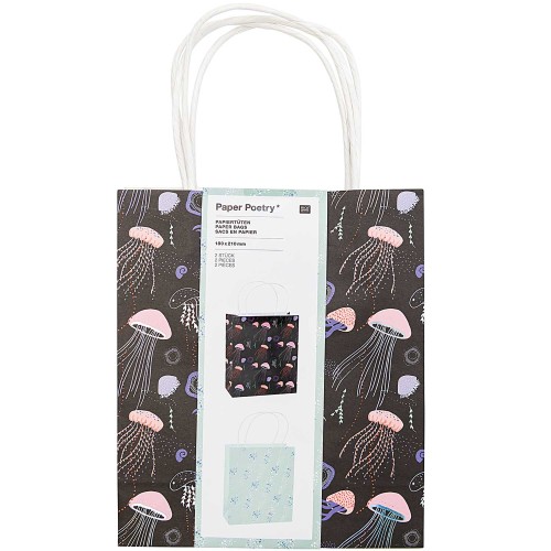 Sac en papier Paper Poetry 18x21 cm Méduses x 2