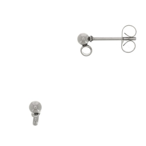 Clous d'oreilles boule 3 mm - Acier inoxydable 304 x2