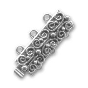 Fermoir 3 rangs travaillé 20x6 mm argenté veilli x1|raw }}