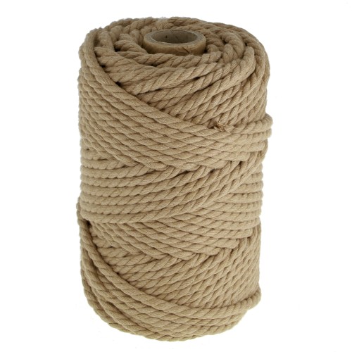 Bobine de cordon en coton pour macramé 5 mm - Sable foncé x50m