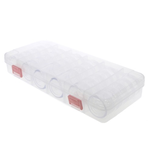 Mallette de rangement pour perles, rocailles et fournitures 27x12x4.5 cm 28 boites