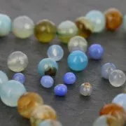 Perles Rondes facettées en agate teintée 8 mm Light Blue x10