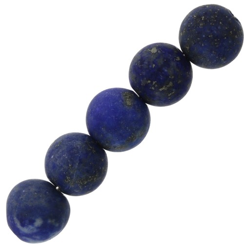 Perles rondes en pierre gemme Lapis Lazuli dépoli effet givré 6 mm x 15