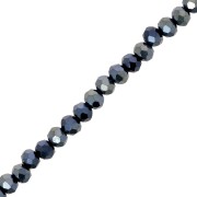 Perles rondelles facettées - rondes aplaties - 4x3.5 mm - Jet Hématite x41cm
