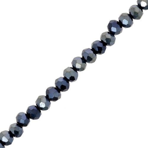 Perles rondelles facettées - rondes aplaties - 4x3.5 mm - Jet Hématite x41cm