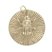 Pendentif médaille motif scarabée 20 mm Plaqué Or 3 microns x1