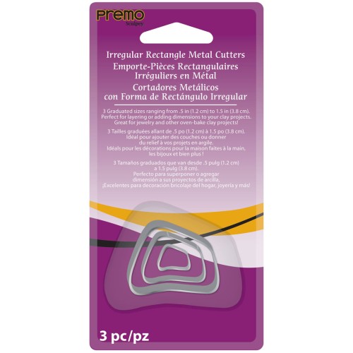 Set d'emporte-pièces pour modelage et pâte polymère - Rectangles irréguliers x3