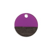 Pendentif rond en résine imitation bois 15 mm - Violet / Marron x1|raw }}