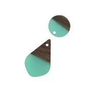 Pendentif rond en résine imitation bois 15 mm - Terracotta / Marron x1